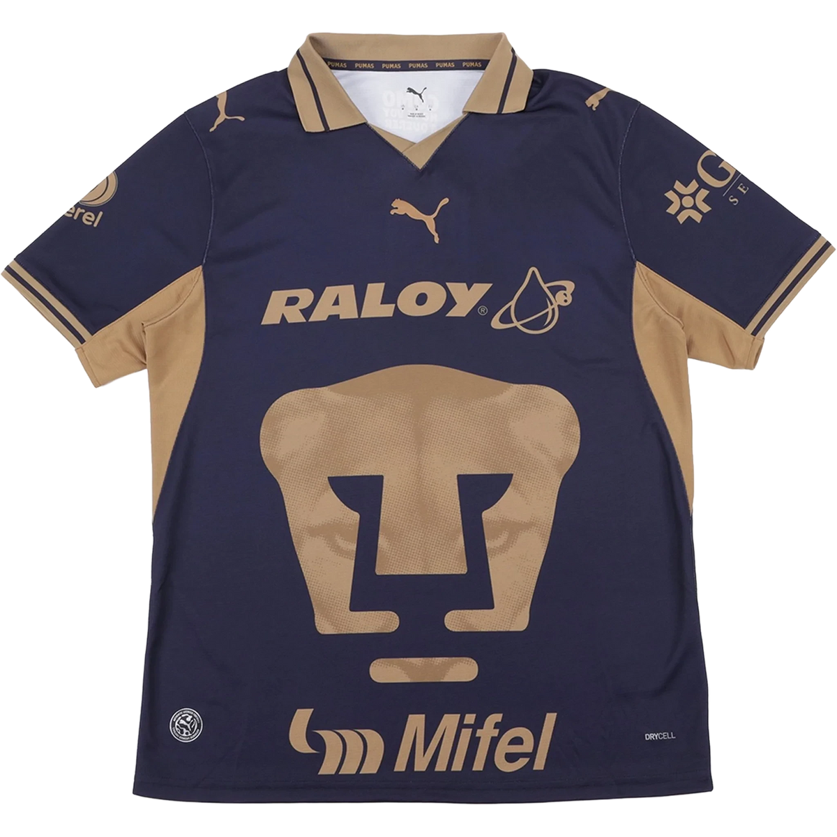 Front view of youth Pumas 2026-2027 home blue stadium soccer jersey by Final Third Kit