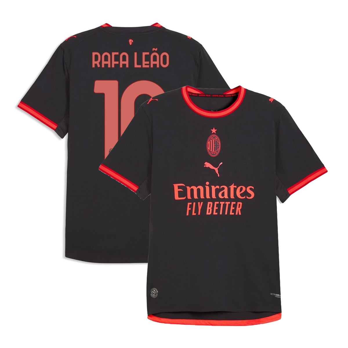 Front and back view of AC Milan 2026-2027 third grey on-field authentic jersey featuring Rafael Leão by Final Third Kit