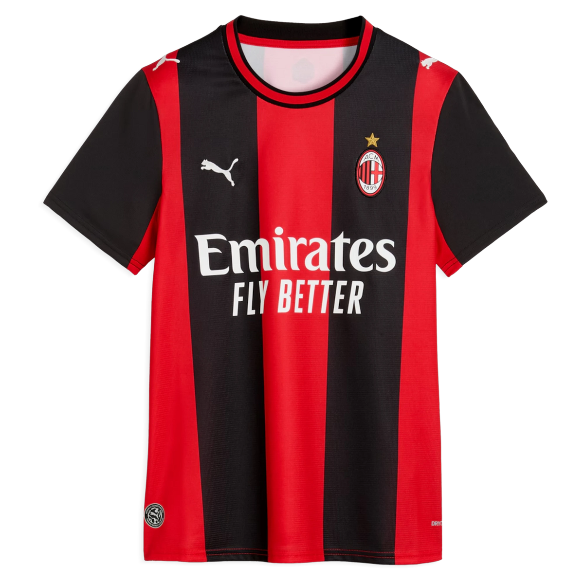 Front view of women's AC Milan 2026-2027 home black and red replica soccer jersey by Final Third Kit