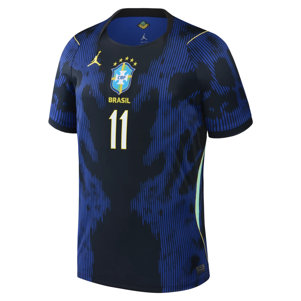Brazil 2026 World Cup Away Stadium Replica Jersey With Raphinha #11 Printing Front View
