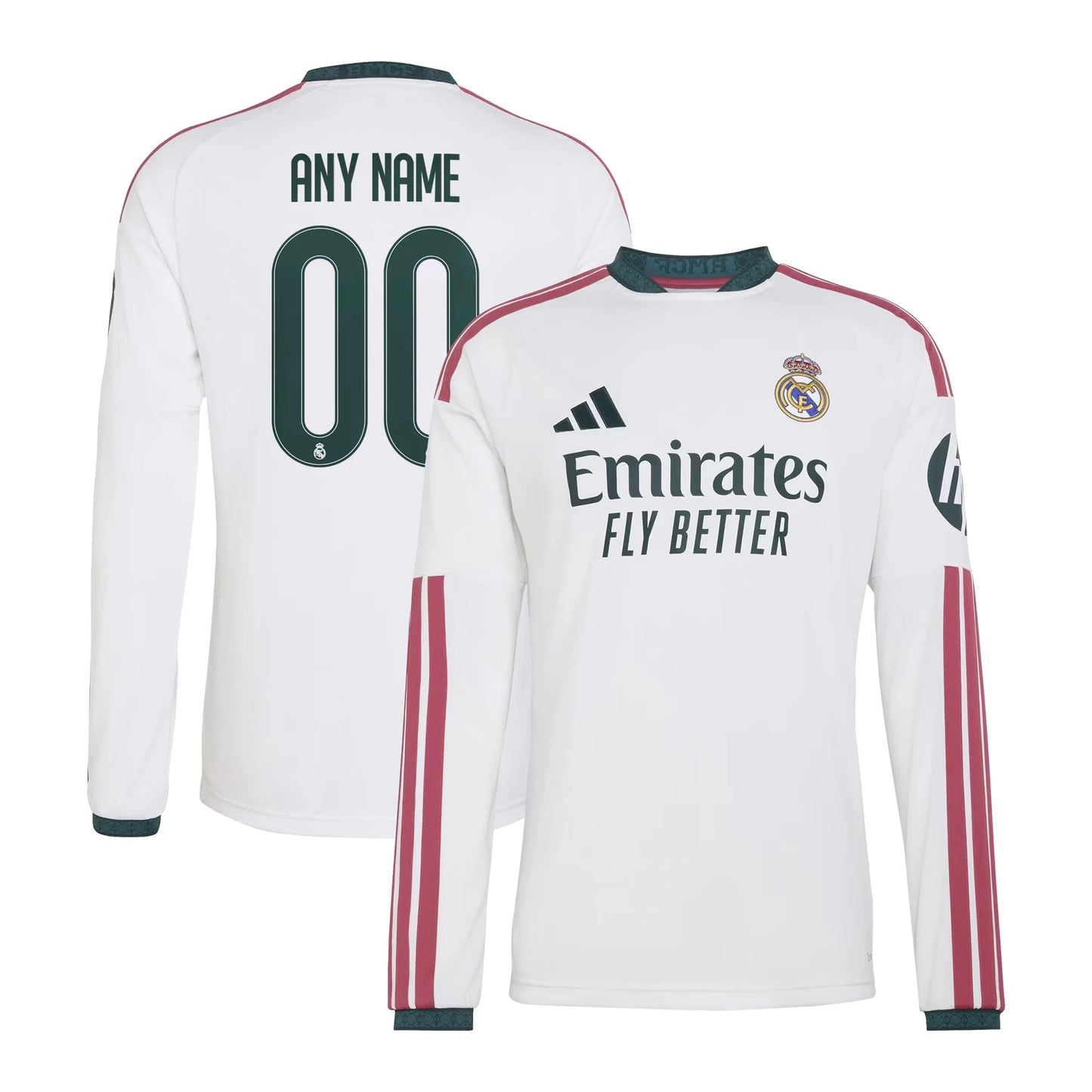 Real Madrid 2026/27 Home Replica Custom Long Sleeve White Jersey 