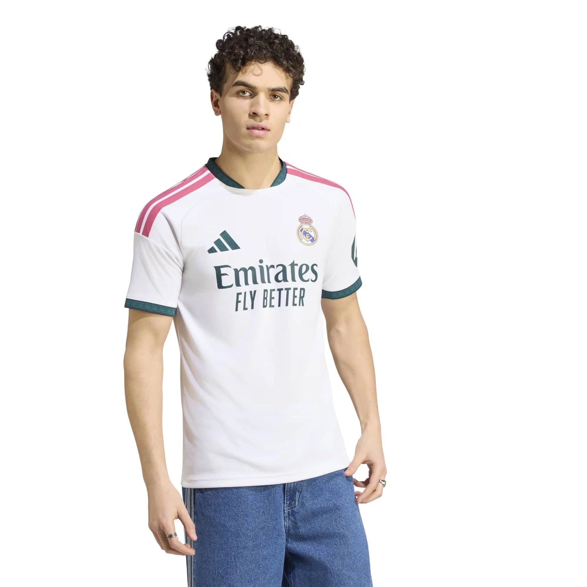 Man Wearing Real Madrid 2026/27 Home Replica White Jersey  