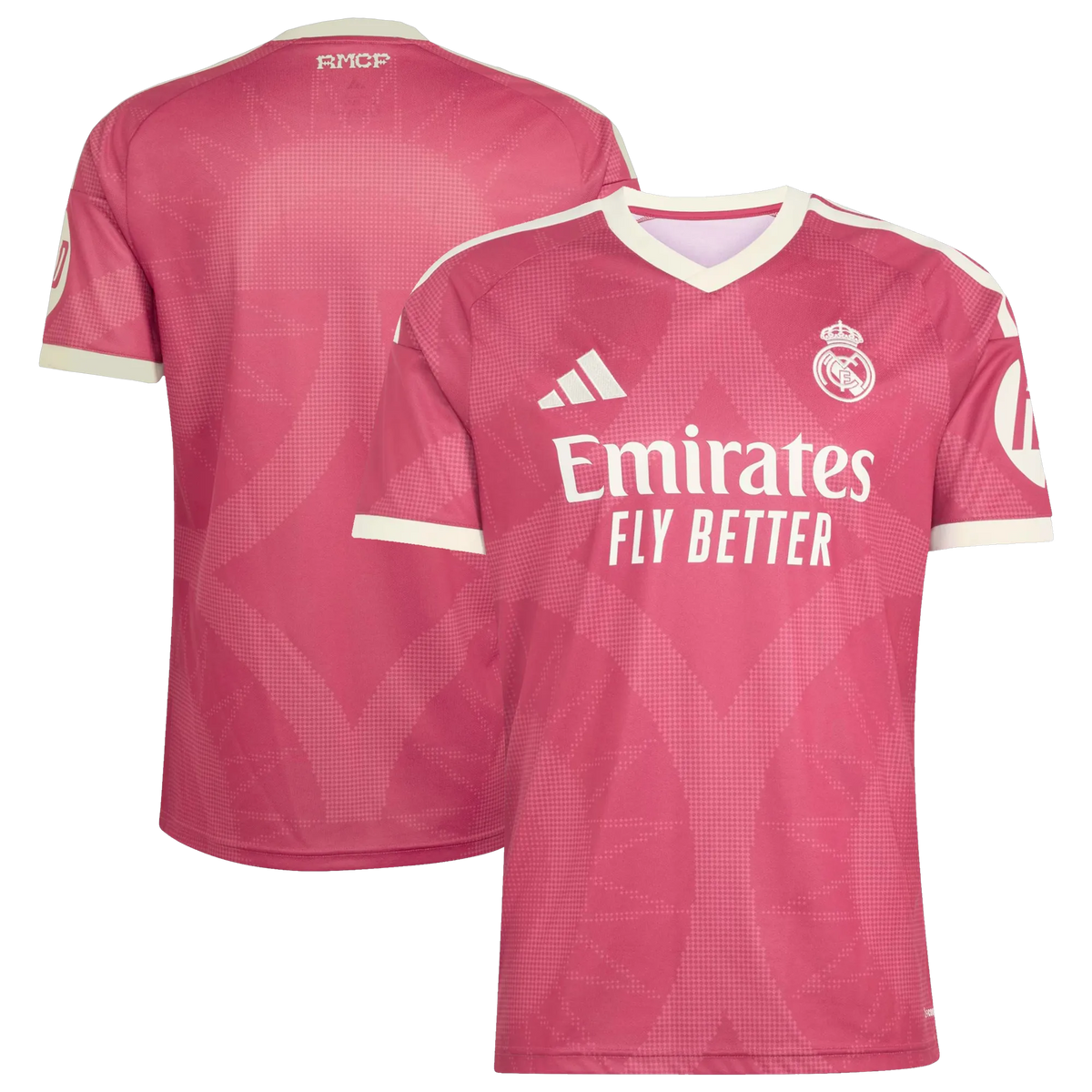 Front and back view of Real Madrid 2026-2027 third pink replica jersey by Final Third Kit