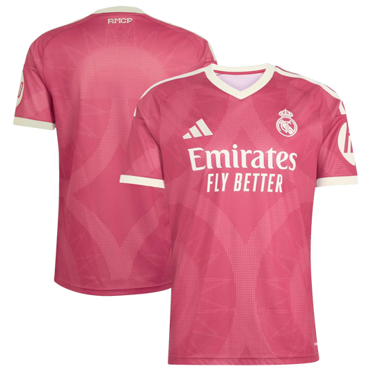 Front and back view of Real Madrid 2026-2027 third pink replica jersey by Final Third Kit
