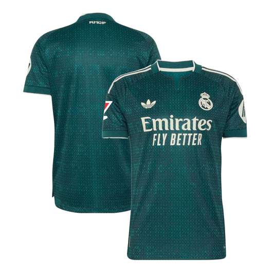 Front and back view of women's Real Madrid 2026-2027 away stadium replica jersey featuring Rodrygo #11 by Final Third Kit