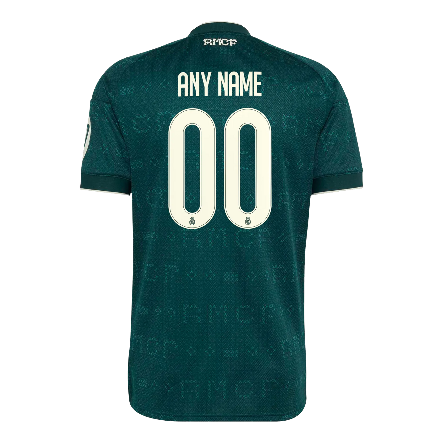 Back view of men's Real Madrid 2026-2027 away green football shirt with custom name and number printing by Final Third Kit