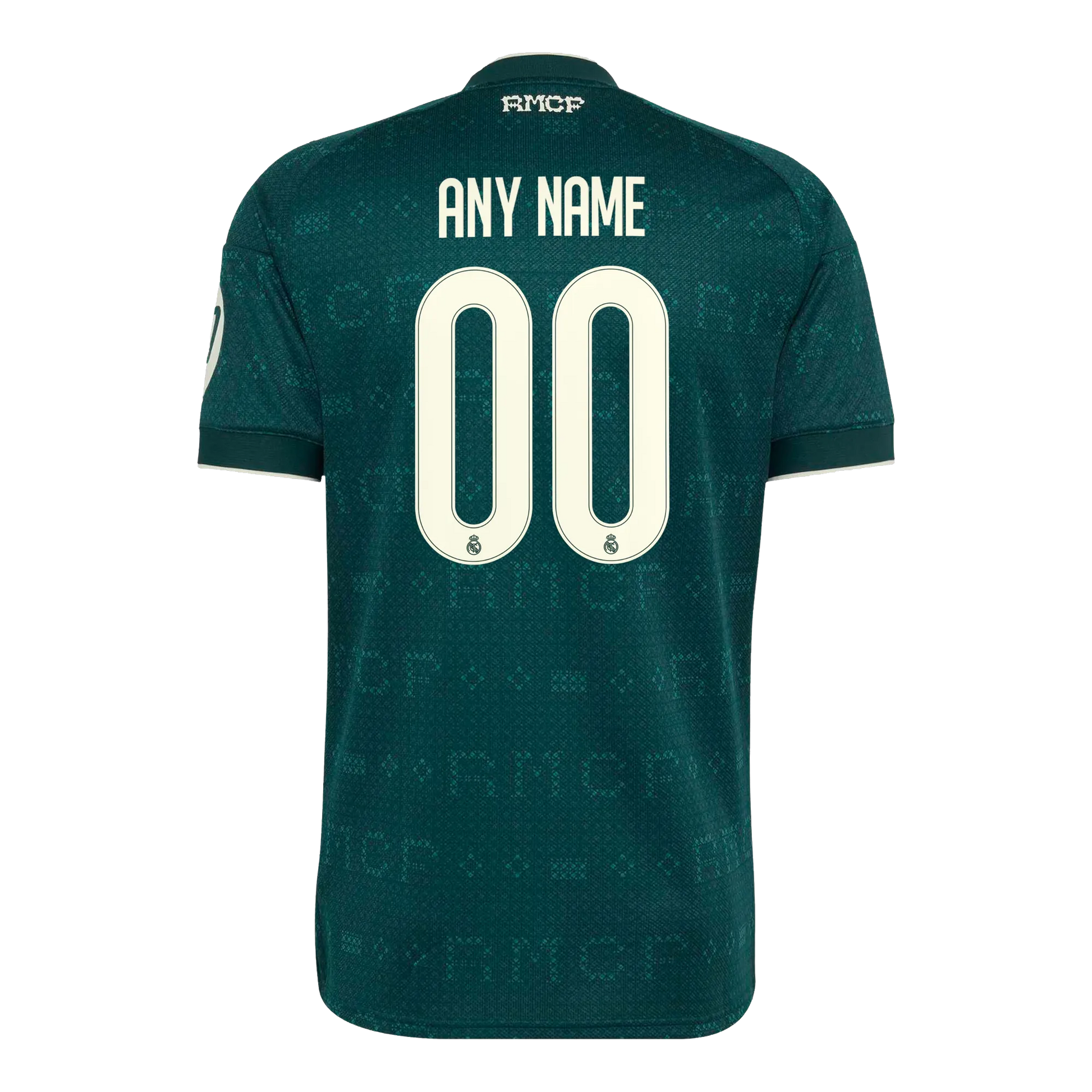 Back view of men's Real Madrid 2026-2027 away green football shirt with custom name and number printing by Final Third Kit