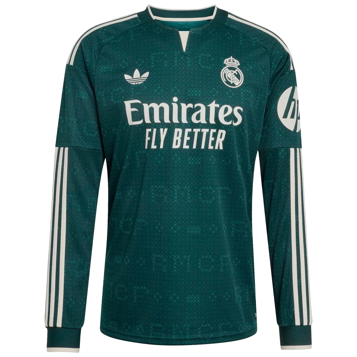 Front view of men's Real Madrid 2026-2027 away green stadium replica long sleeve soccer jersey by Final Third Kit