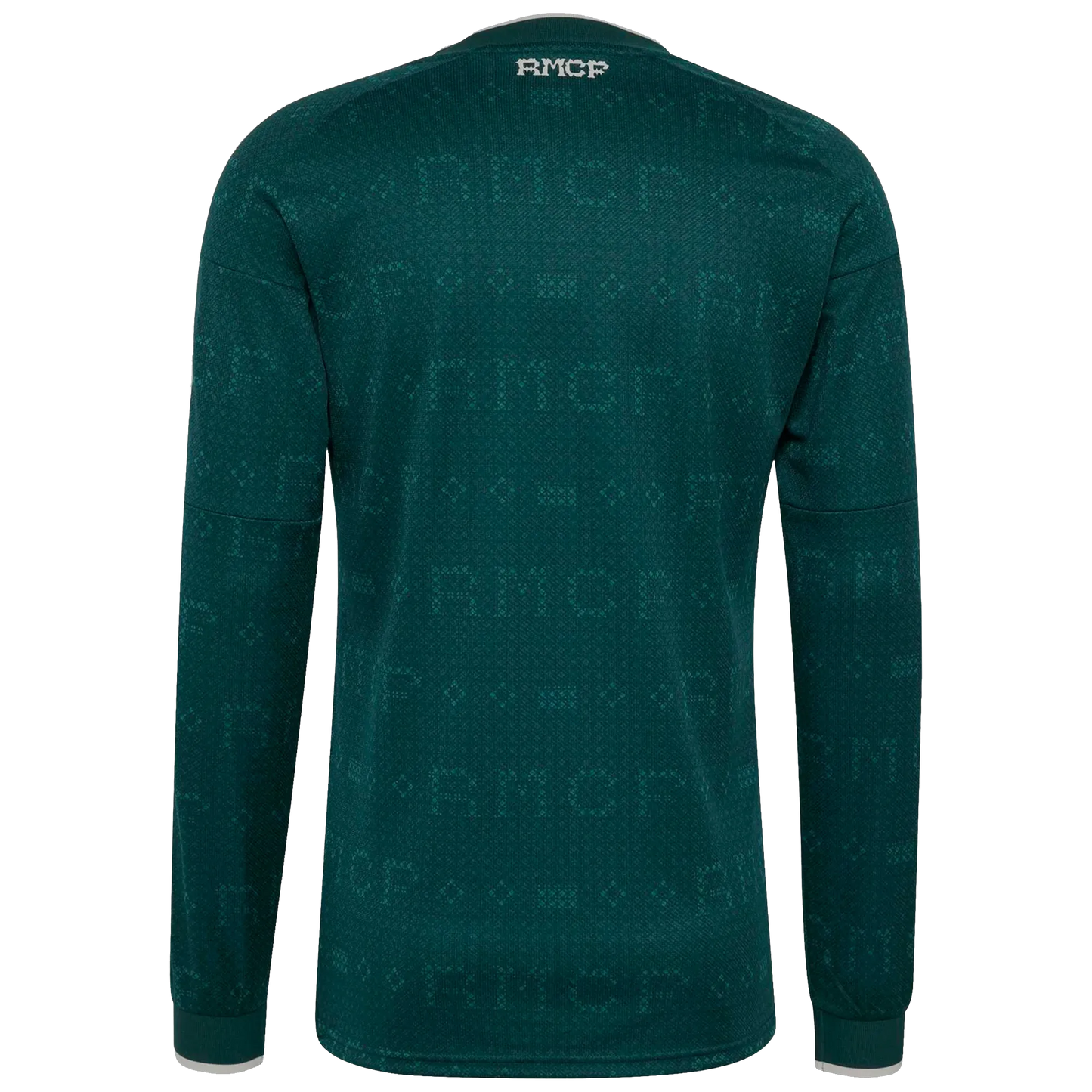 Back view of men's Real Madrid 2026-2027 away green long sleeve football shirt by Final Third Kit