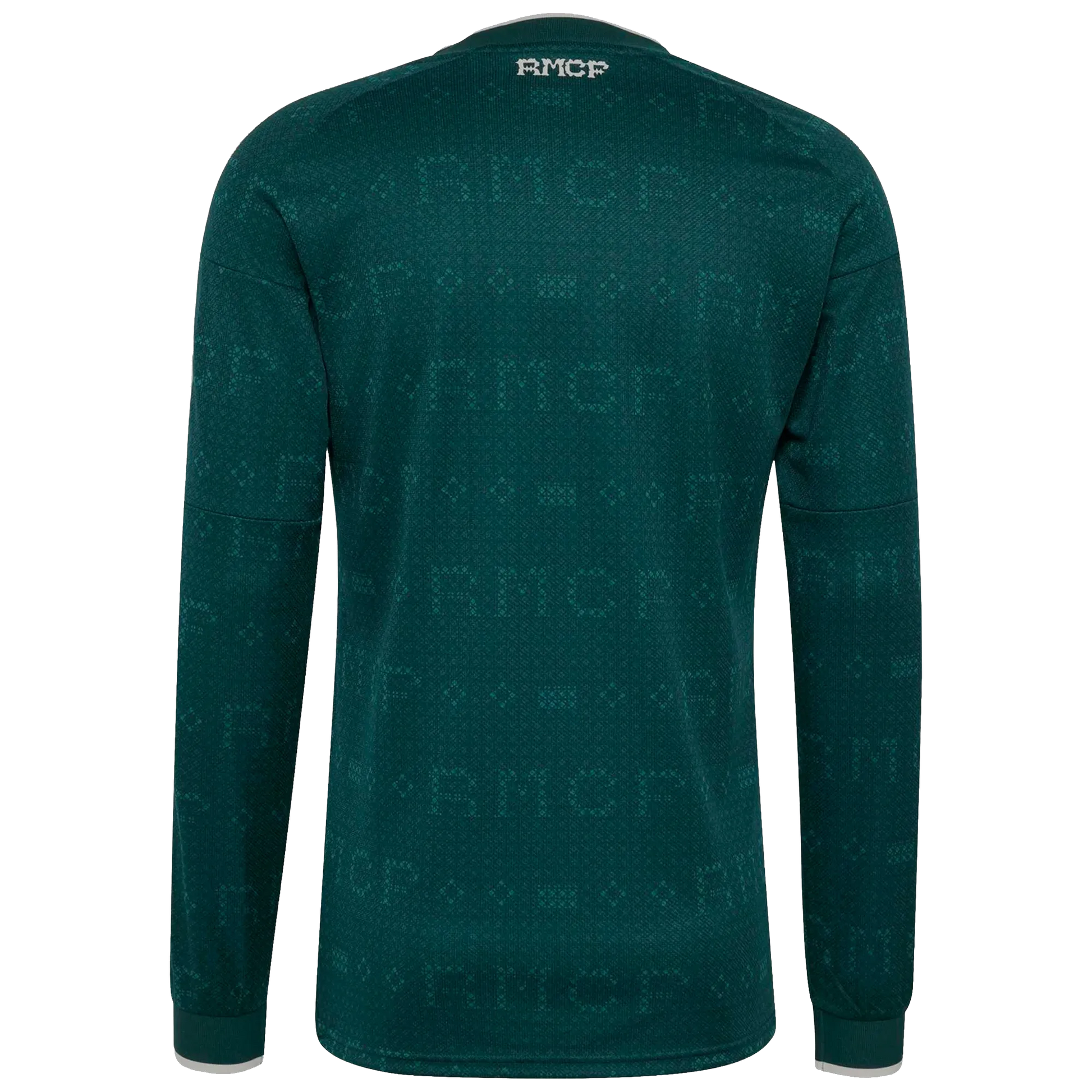 Back view of men's Real Madrid 2026-2027 away green long sleeve football shirt by Final Third Kit