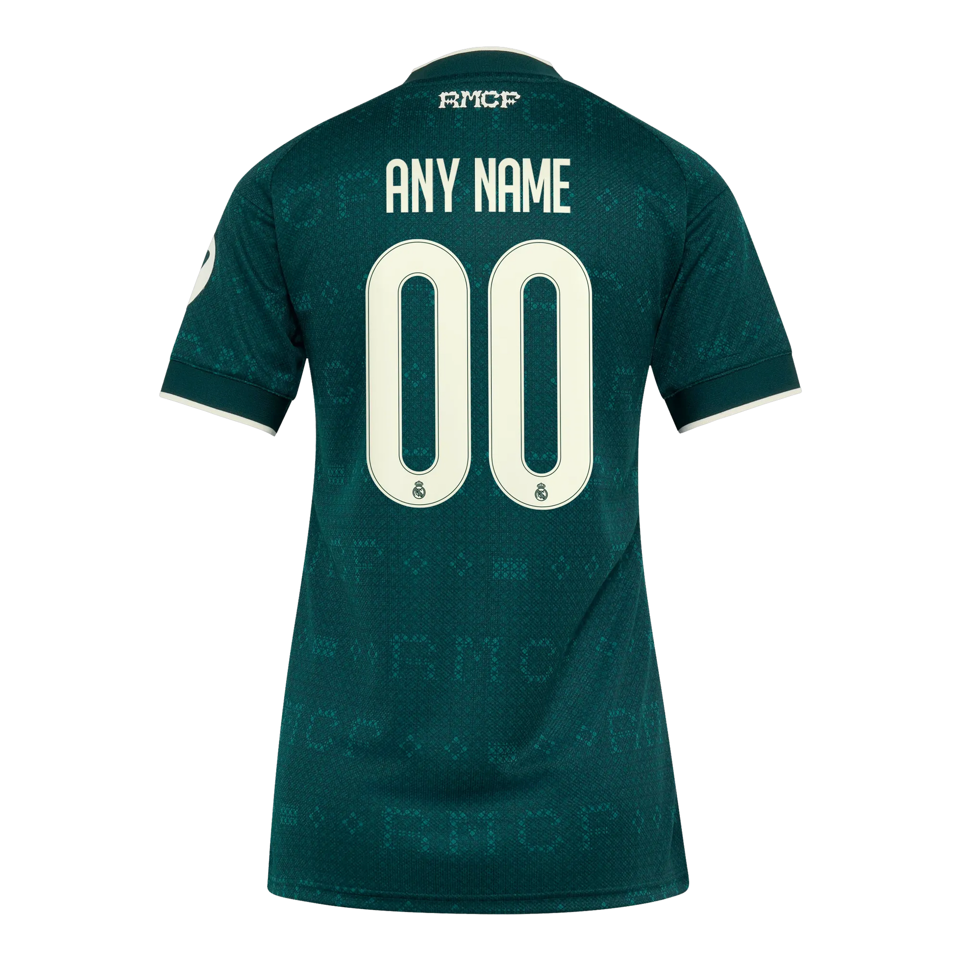 Back view of women's Real Madrid 2026-2027 away green football shirt with custom name and number printing by Final Third Kit