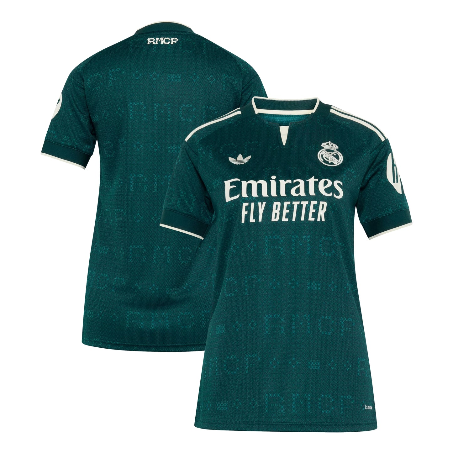 Front and back view of women's Real Madrid 2026-2027 away green replica jersey by Final Third Kit