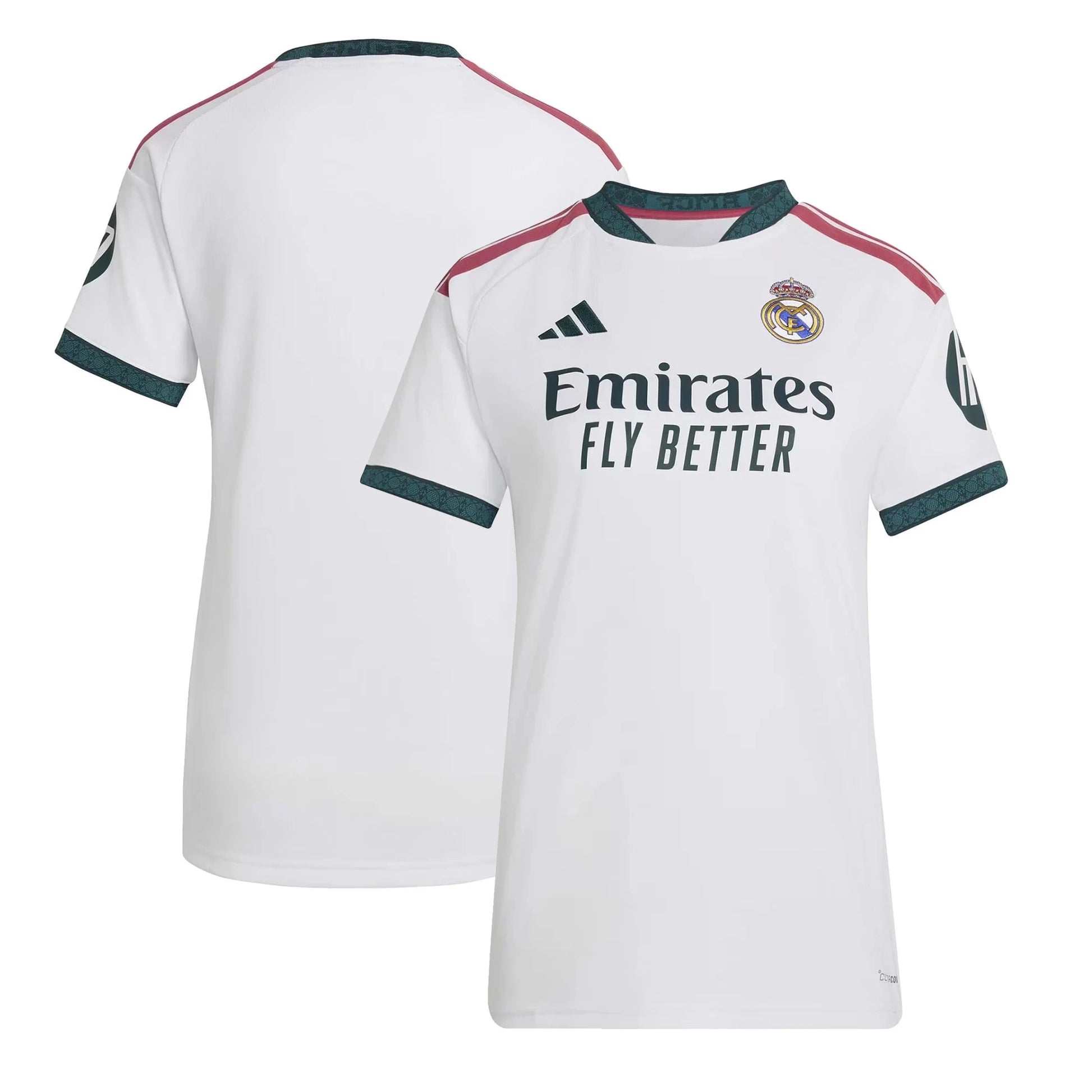 Front and back view of women's Real Madrid 2026-2027 home white replica jersey by Final Third Kit
