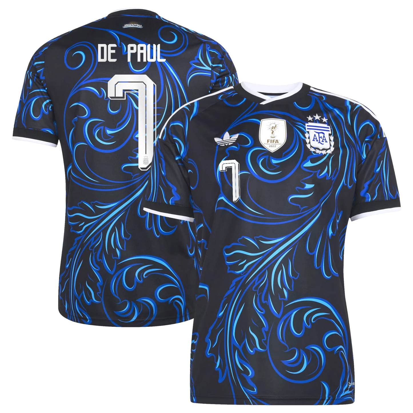 Argentina 2026 World Cup Away Stadium Replica Jersey With De Paul #7 Printing