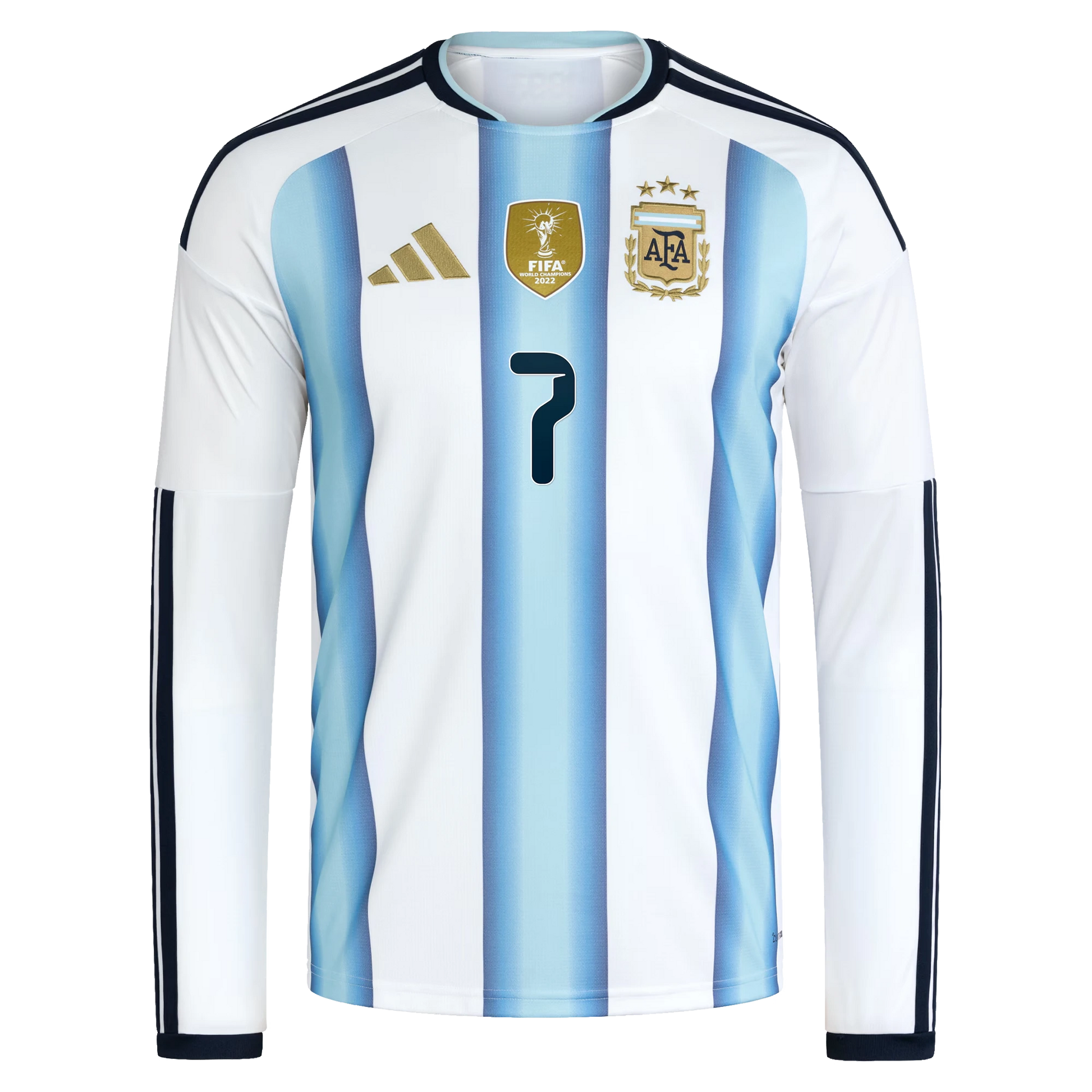 Argentina 2026 World Cup Home Men's Long-Sleeve Stadium Replica Jersey With De Paul #7 Printing Front View