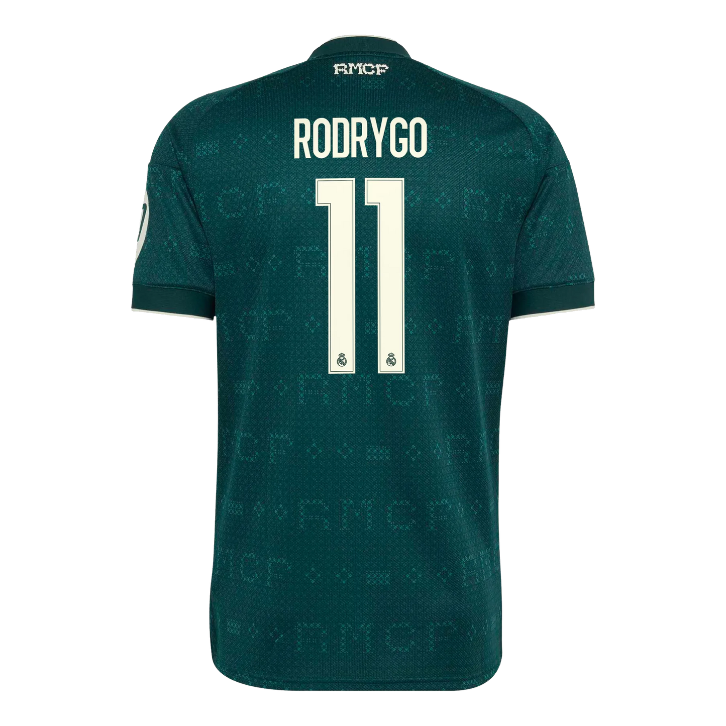 Back view of men's Real Madrid 2026-2027 away football shirt with Rodrygo #11 name and number printing by Final Third Kit