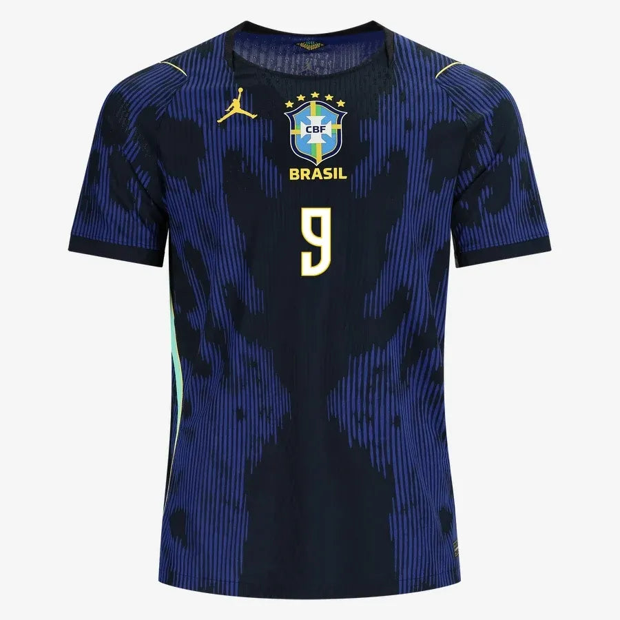 Brazil 2026 World Cup Away Stadium Replica Jersey With Ronaldo#9 Printing Front View