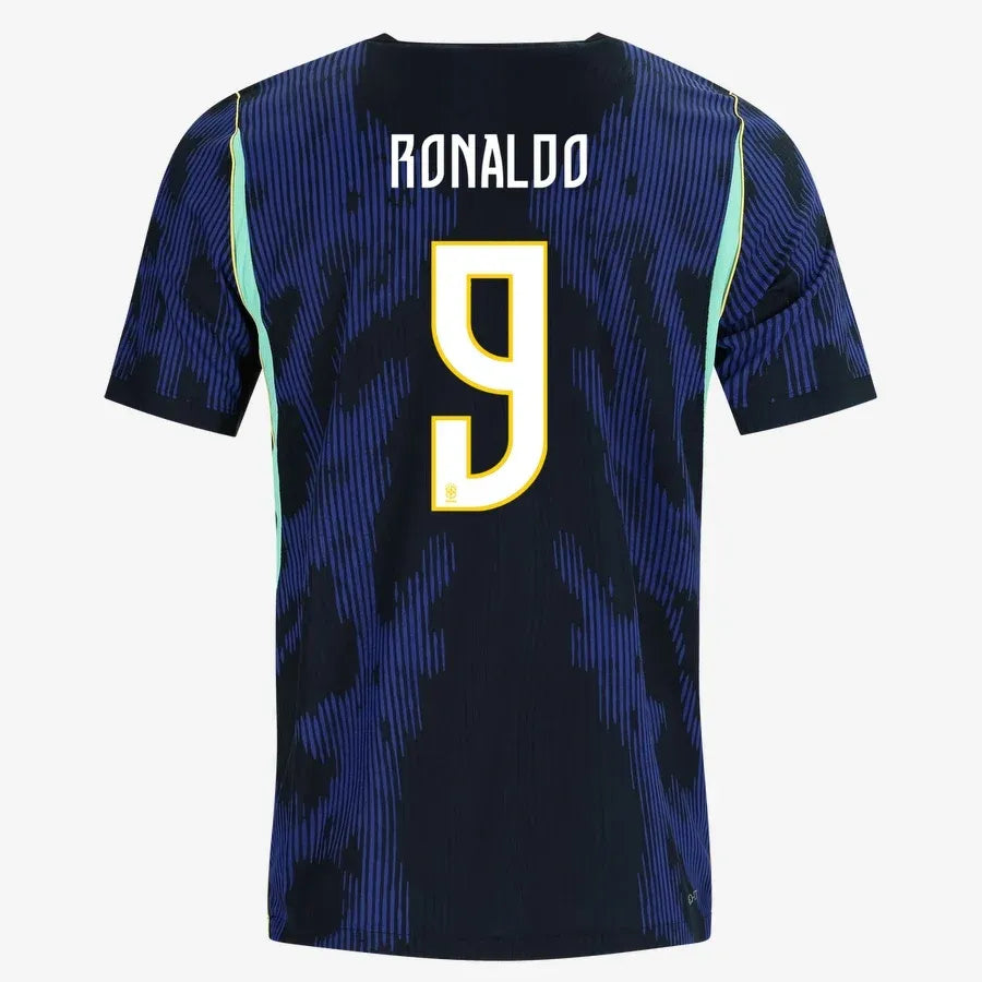 Brazil 2026 World Cup Away Stadium Replica Jersey With Ronaldo#9 Printing Front View Back View