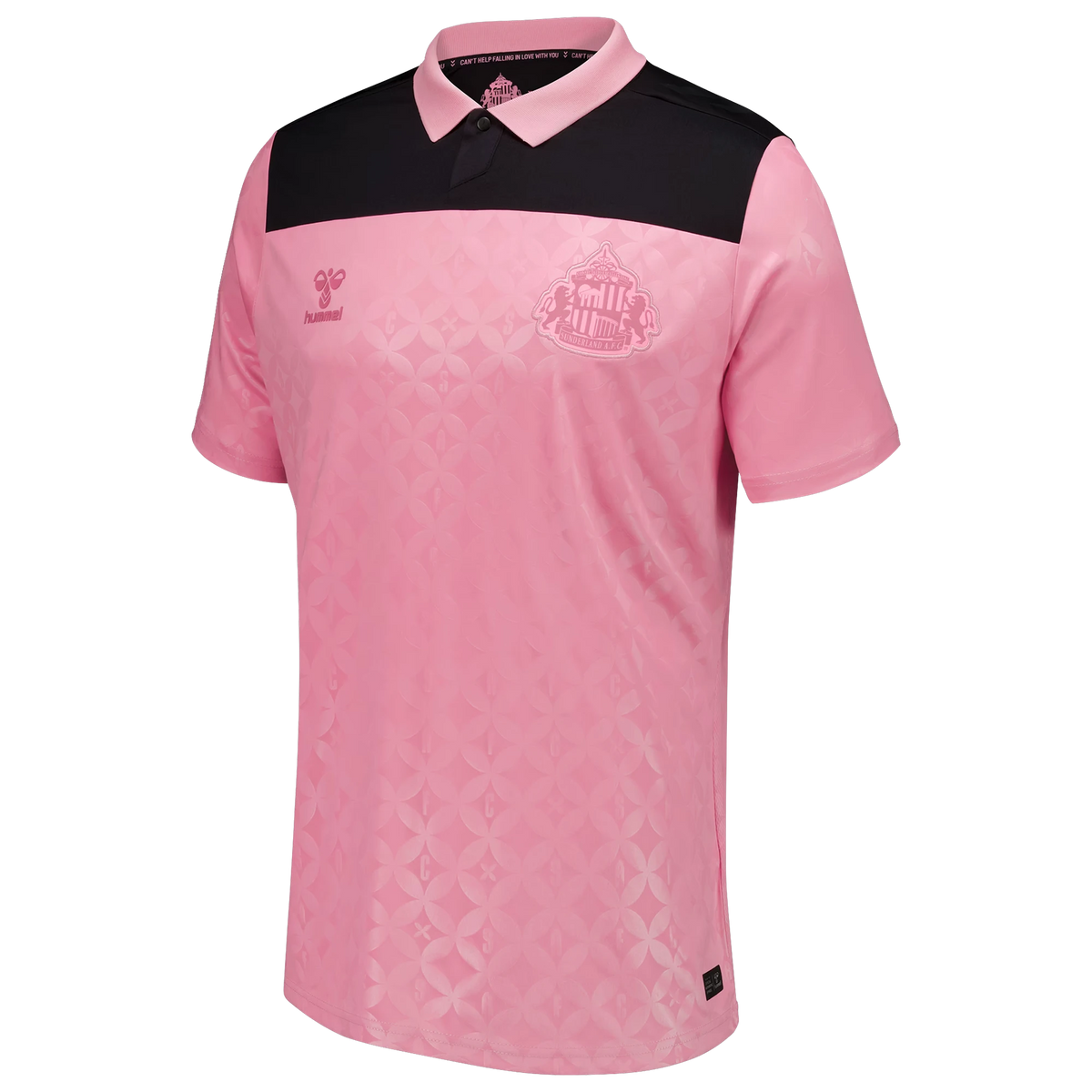 Front view of Sunderland x Elvis Hummel 2026-2027 away pink replica soccer jersey by Final Third Kit
