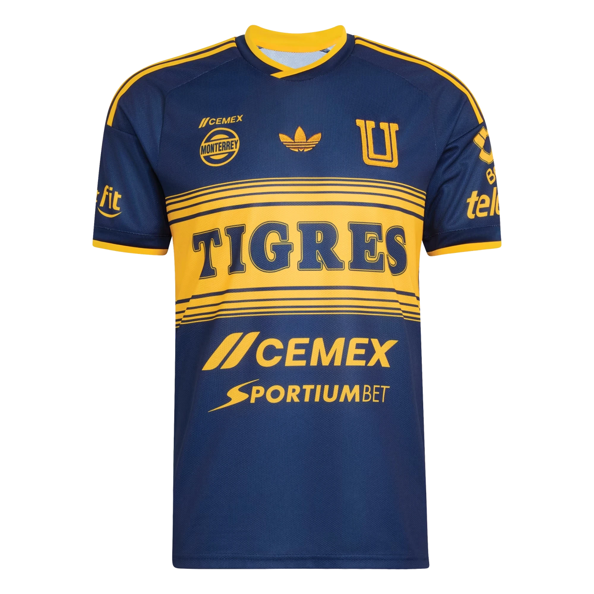 Front view of Tigres UANL 2026-2027 away navy replica soccer jersey by Final Third Kit