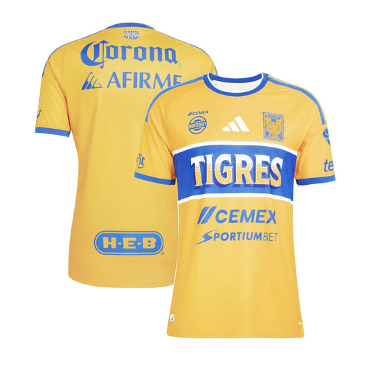 Front and back view of Tigres UANL 2026-2027 home gold replica jersey by Final Third Kit