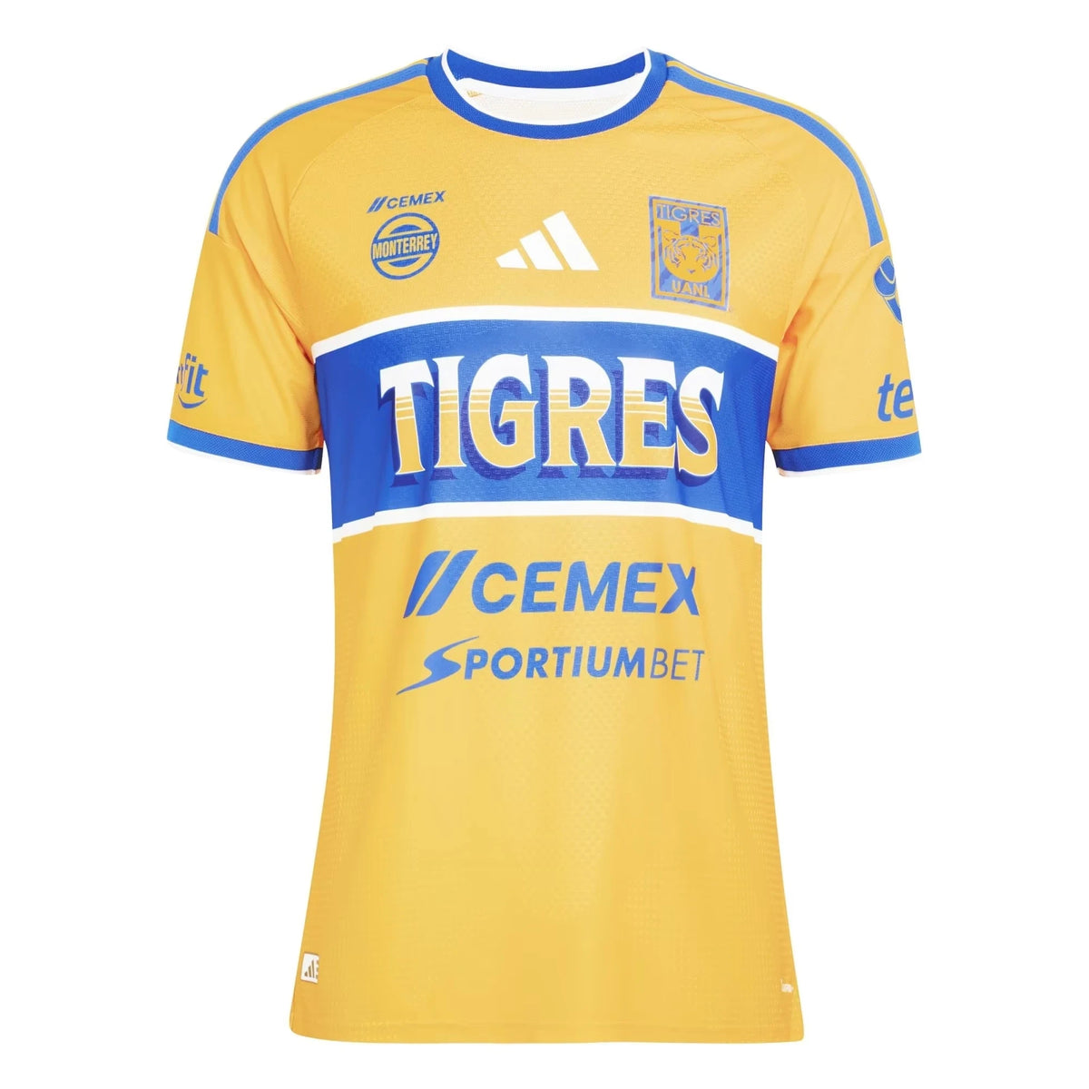 Front view of Tigres UANL 2026-2027 home gold replica soccer jersey by Final Third Kit