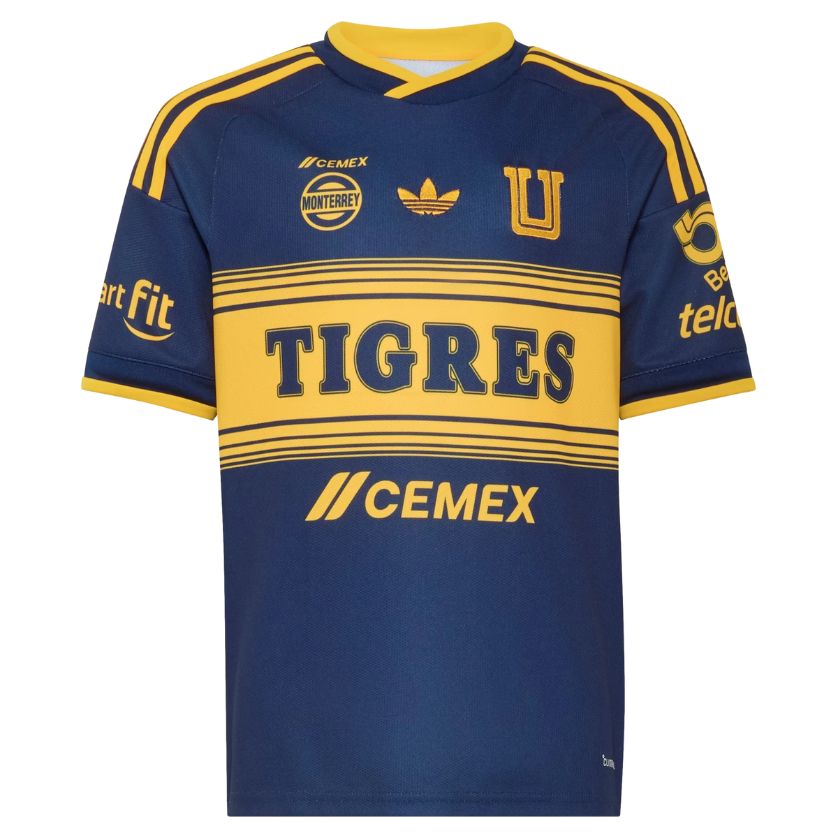 Front view of youth Tigres UANL 2026-2027 away navy replica soccer jersey by Final Third Kit