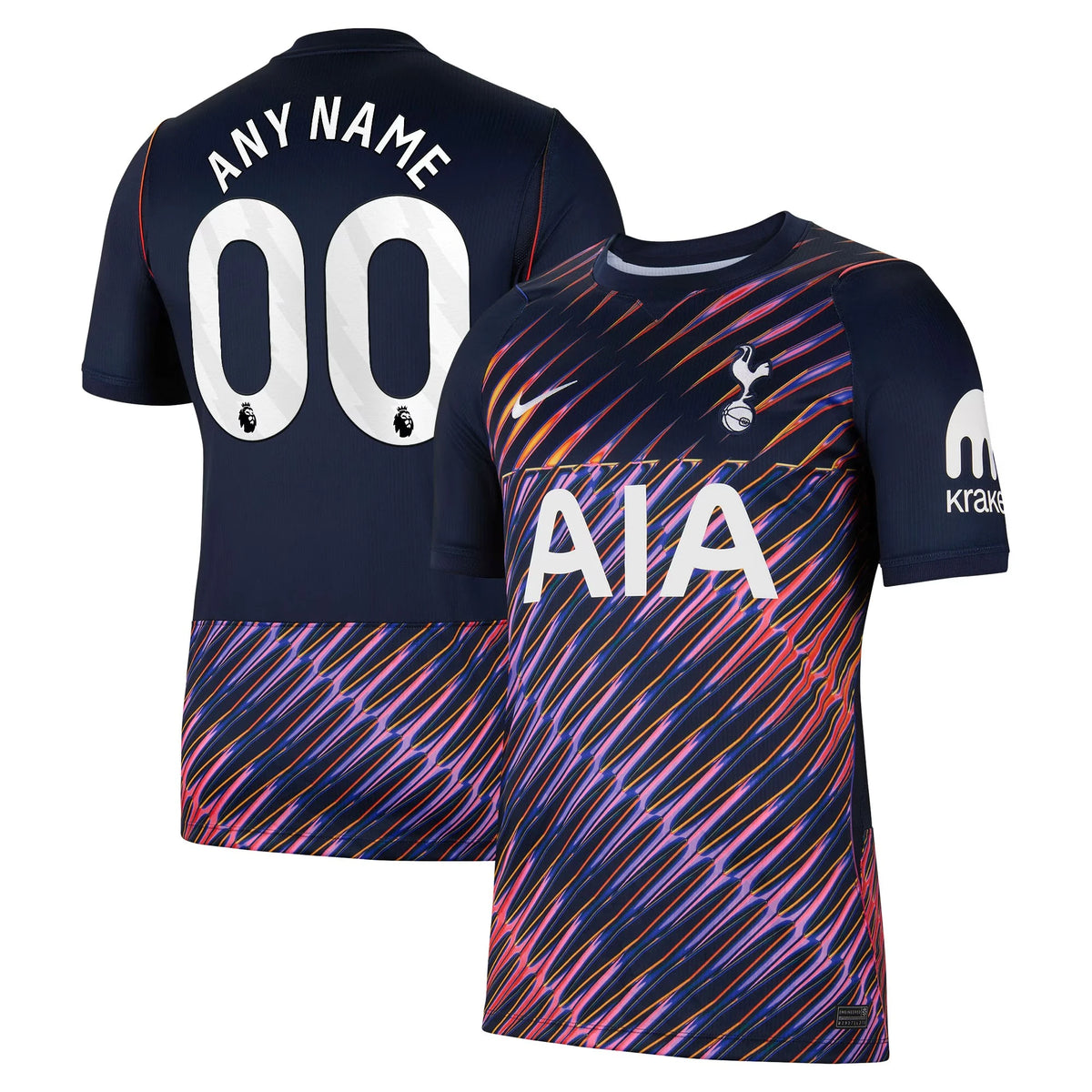 Front and back view of Tottenham Hotspur 2026-2027 away navy stadium replica custom jersey by Final Third Kit