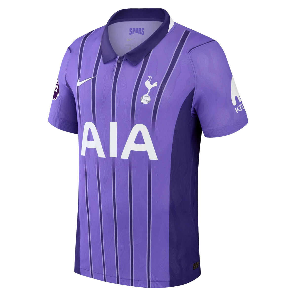 Front view of Tottenham Hotspur 2026-2027 third purple match authentic custom soccer jersey by Final Third Kit