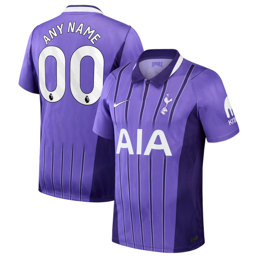 Front and back view of Tottenham Hotspur 2026-2027 third purple stadium replica custom jersey by Final Third Kit