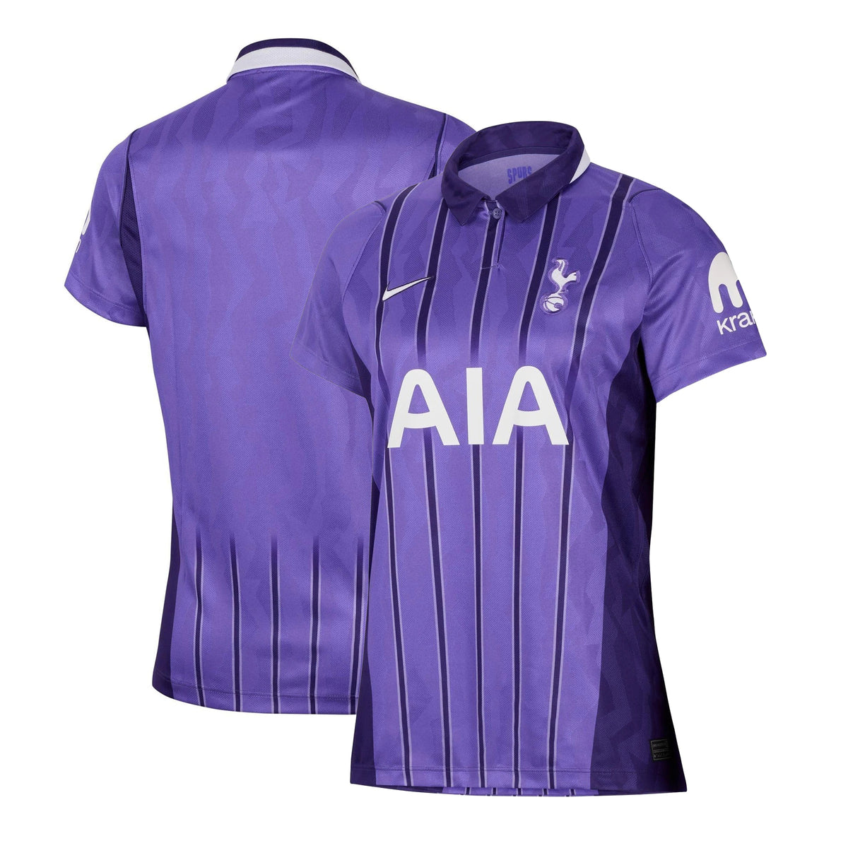 Front and back view of women's Tottenham Hotspur 2026-2027 third purple stadium replica jersey by Final Third Kit