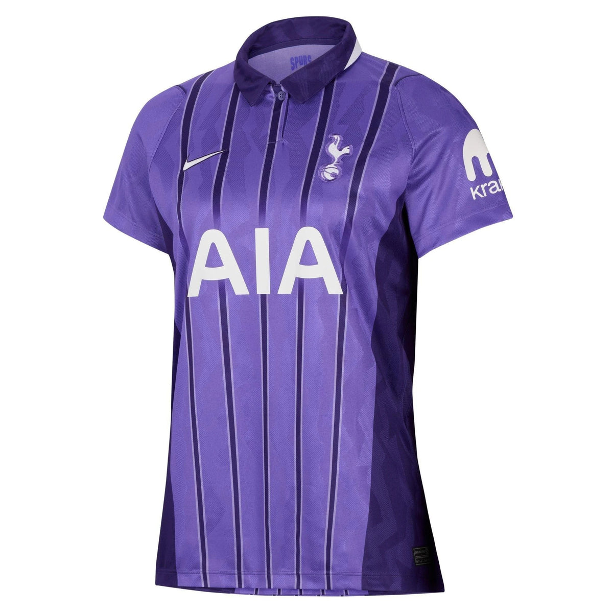 Front view of women's Tottenham Hotspur 2026-2027 third purple stadium replica soccer jersey by Final Third Kit