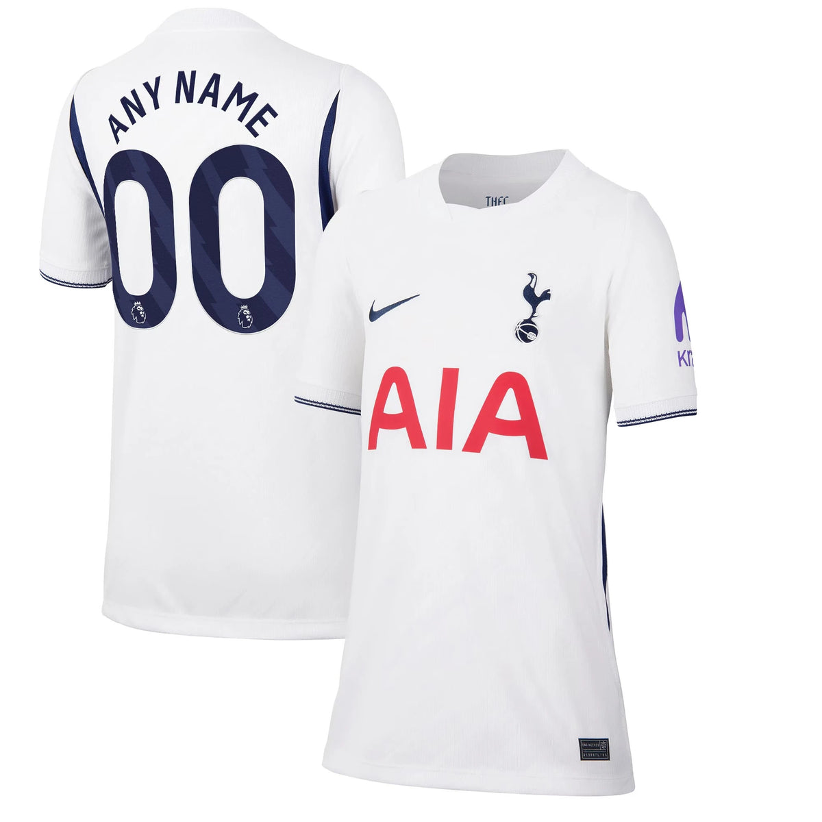 Front and back view of youth Tottenham Hotspur 2026-2027 home white stadium replica custom jersey by Final Third Kit