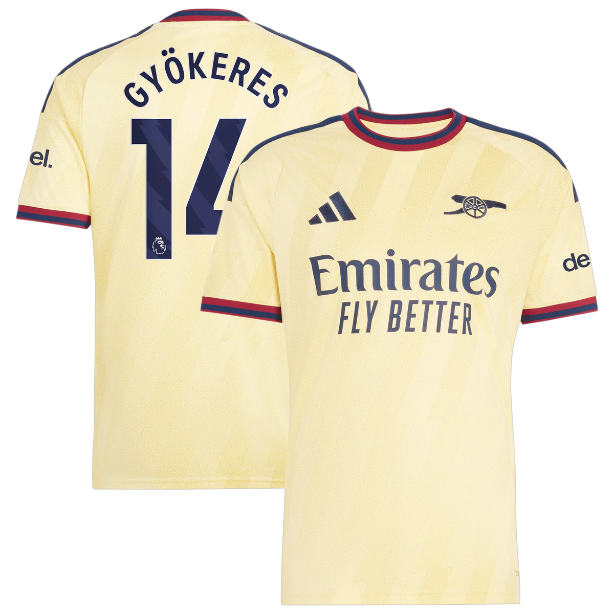 Front and back view of men's Arsenal 2026-2027 third yellow replica jersey featuring Viktor Gyökeres by Final Third Kit