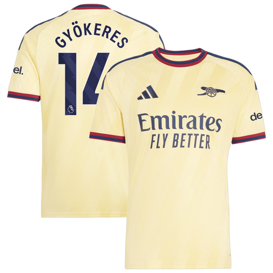 Front and back view of men's Arsenal 2026-2027 third yellow replica jersey featuring Viktor Gyökeres by Final Third Kit