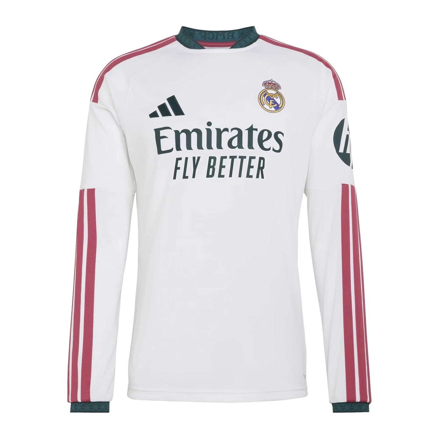 Front view of men's Real Madrid 2026-2027 home white replica long sleeve soccer jersey by Final Third Kit