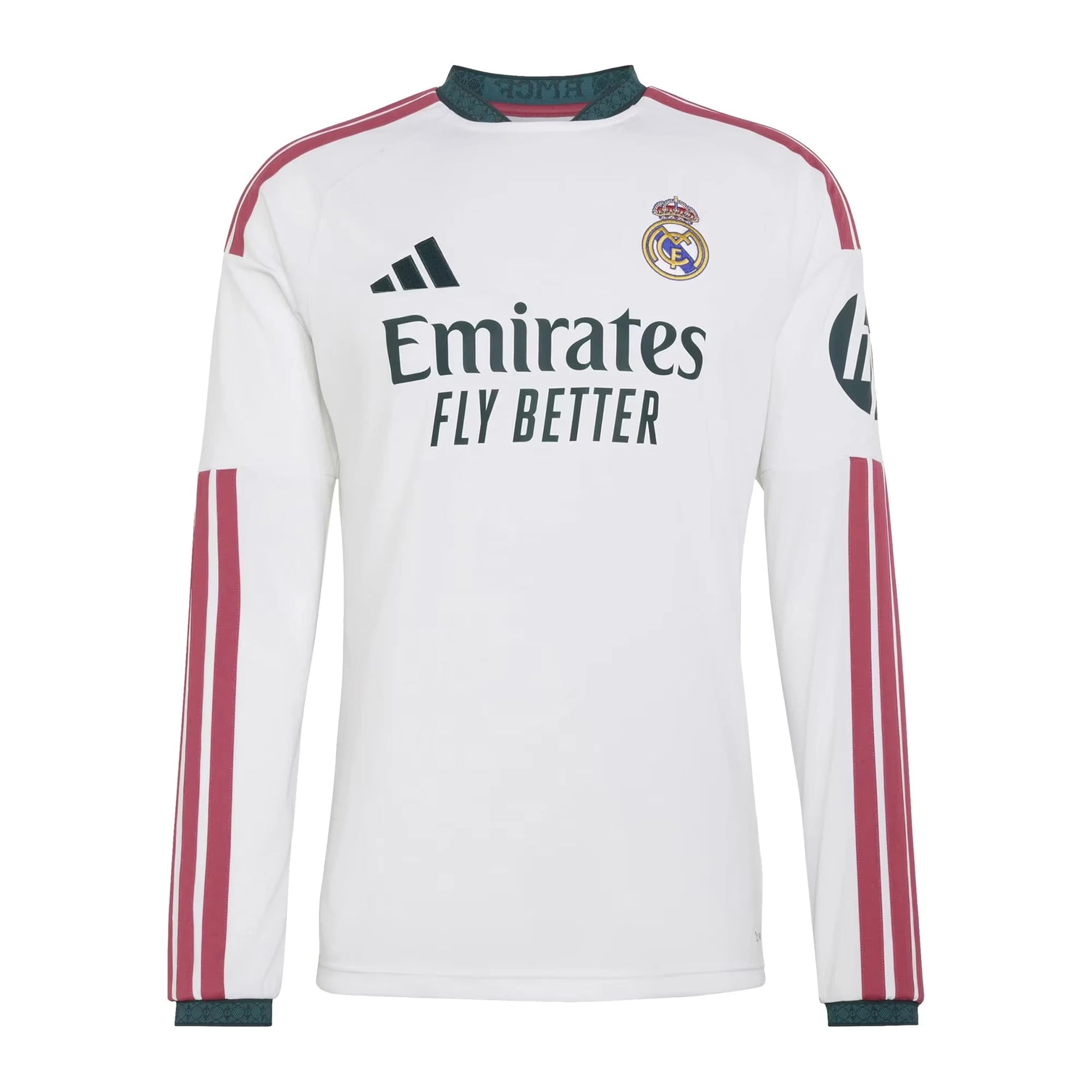 Front view of men's Real Madrid 2026-2027 home white replica long sleeve soccer jersey by Final Third Kit