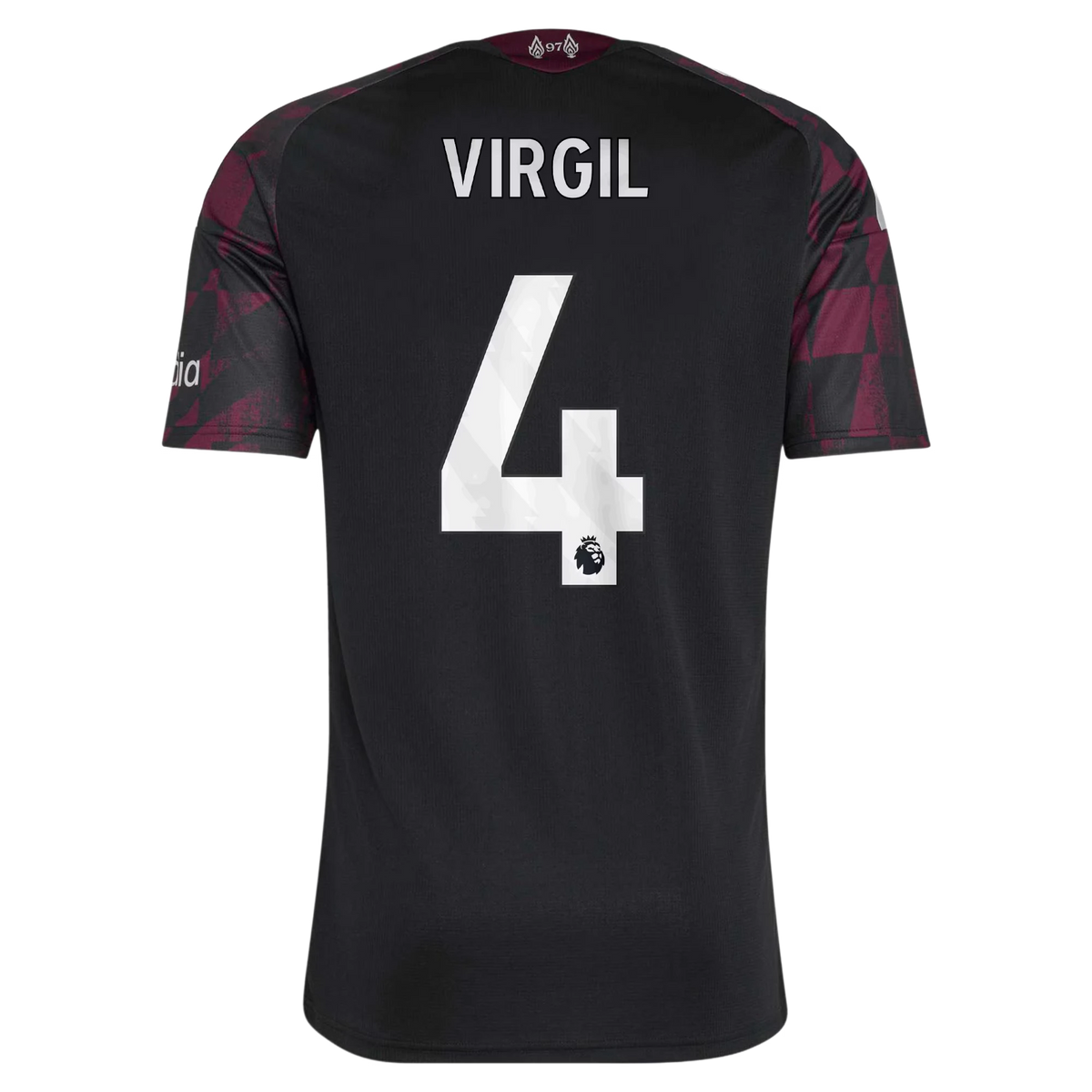 Back view of Liverpool 2026-2027 third black replica football shirt with Virgil van Dijk name and number 4 printing by Final Third Kit
