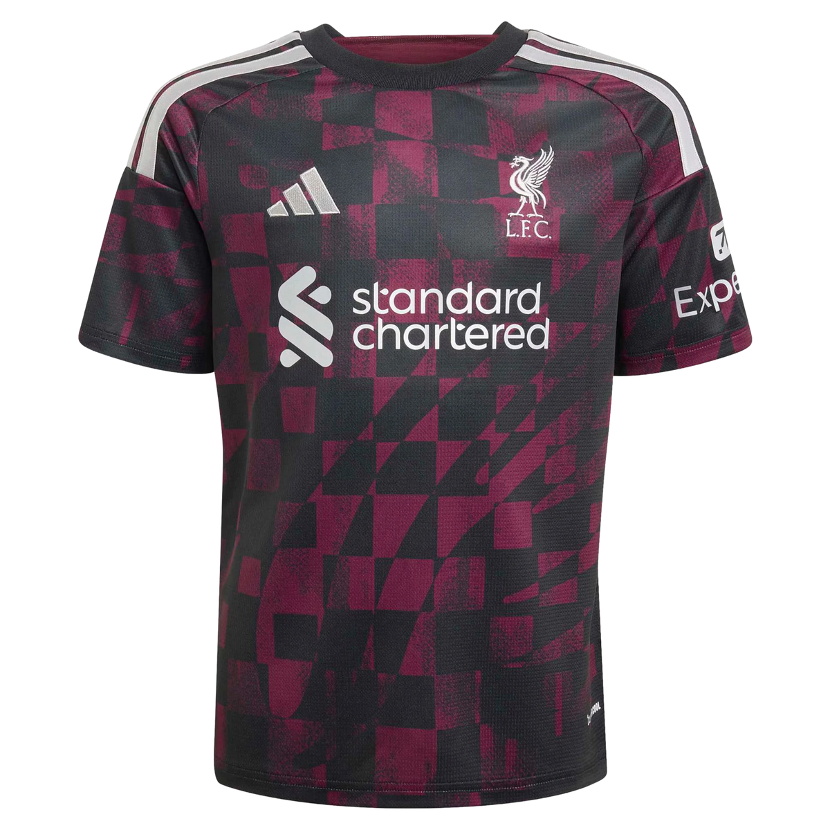 Front view of youth Liverpool 2026-2027 third black replica soccer jersey by Final Third Kit