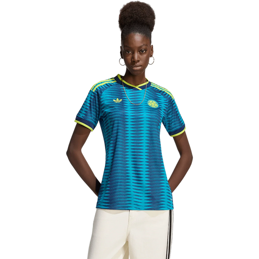 Model Wearing A Colombia 2026 Away Blue Jersey