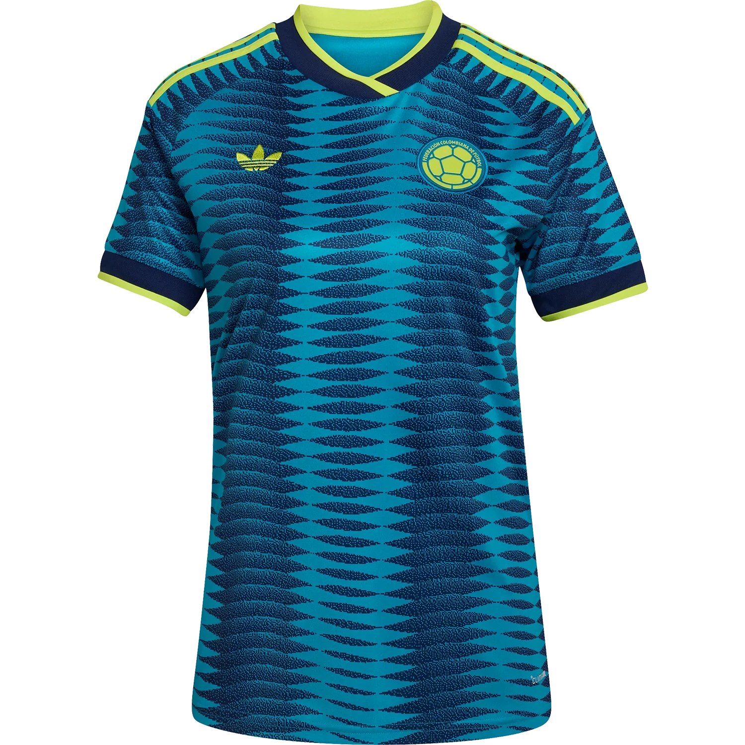 Model Wearing A Colombia 2026 Away Blue Jersey Front View