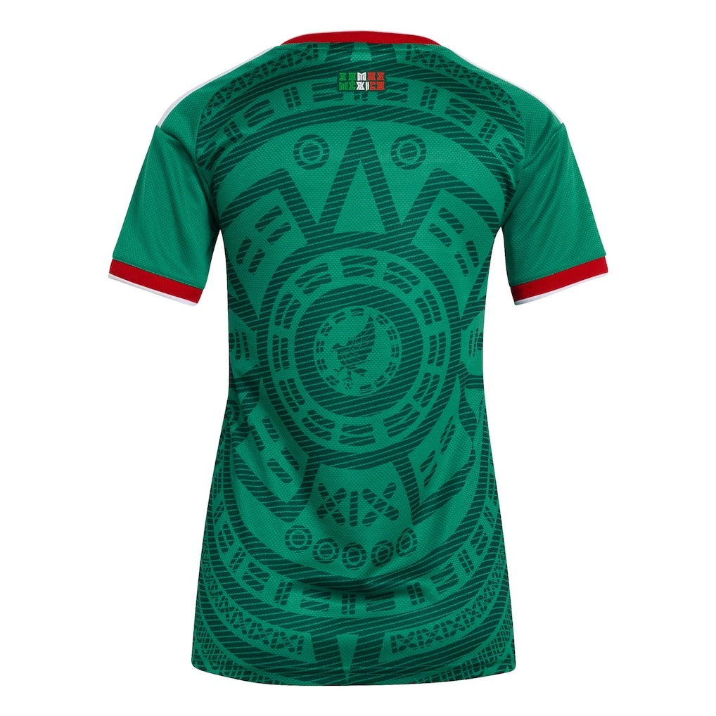 back view of womens adidas green mexico national team home replica jersey