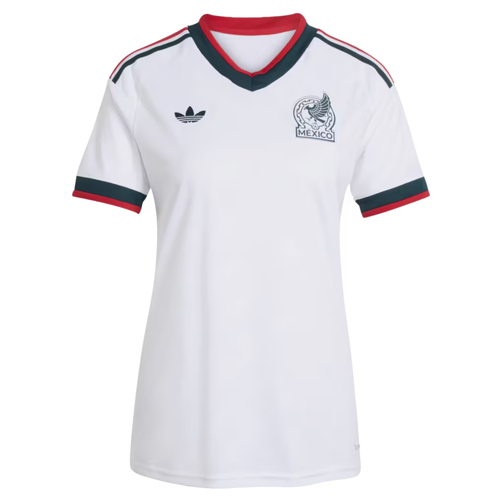 front view of womens adidas white mexico national team away replica jersey